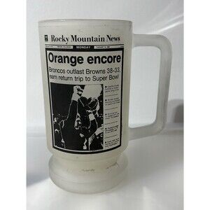 1988 Denver Broncos Vintage Mug Headline "Super Bowl Bound" Rocky Mountain News